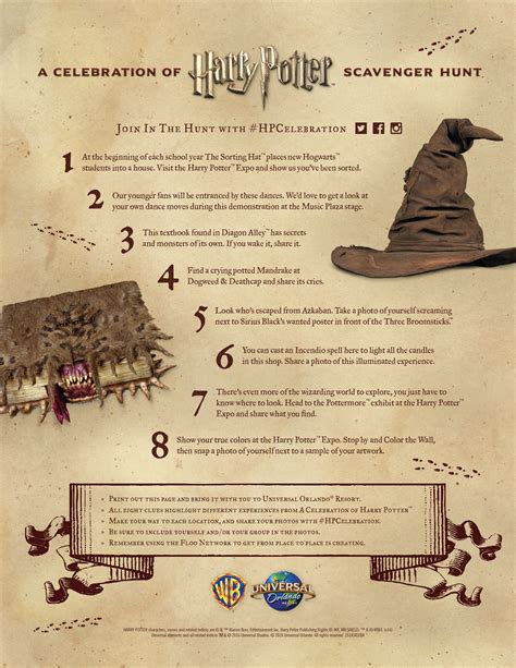 Harry Potter Scavenger Hunt Printable